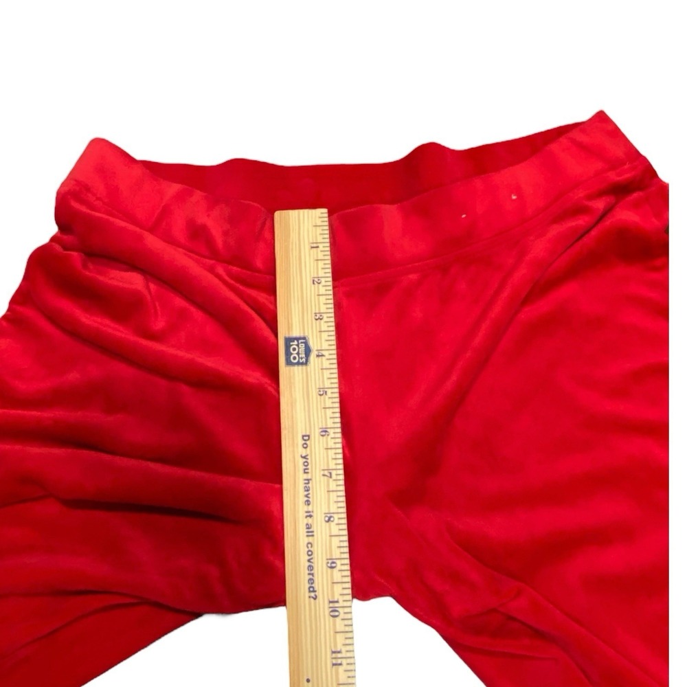Juicy Couture Velour‎ Red LARGE Rhinestone Spell-out Sweatpants Flare Leg Y2k - Picture 7 of 9